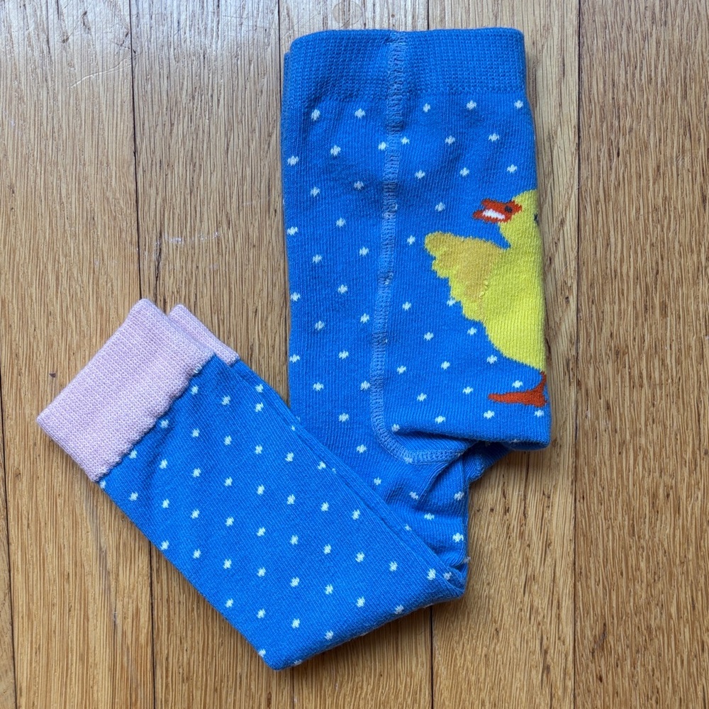 NWOT Baby Boden 6-12M Blue Knit Leggings Tights with Spring Easter Chick Duck - Picture 5 of 5